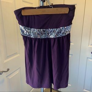 Express Plum Strapless Top”